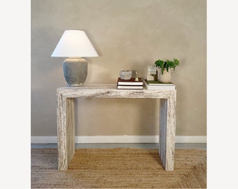 Travertine Console Table for Entryway, Silver Oak Travertine Console Table, Sofa Table, Modern and luxury stone furniture