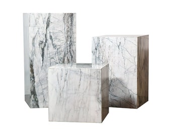Tundra White Marble Side Table, Marble Side Table, Marble Plinth, White Marble Plinth, White Marble Side Table