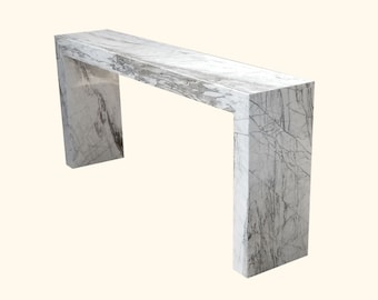 Marble Console Table for Entryway, Tundra White Marble Console Table, Sofa Table, Modern and luxury Stone Furniture, large Console Table