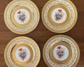 Vintage Royal Bavarian Hutschenreuther Selb Gold Encrusted Plate 11 Inch Dinner Plate Embossed Design 22KT Gold Charger Vintage Royal Bavarian Hutschenreuther Selb Gold Encrusted Plate 11 Inch Dinner Plate Embossed Design 22KT Gold Charger