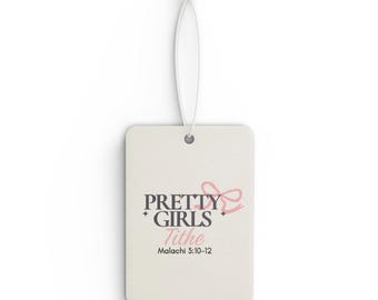 Deodorante per auto Pretty Girls con versetti biblici / Malachia 3:10-12, fiocco rosa