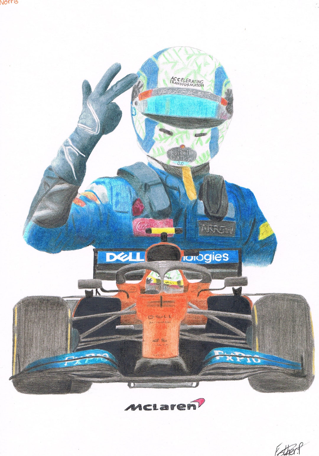 Lando Norris Drawing Etsy
