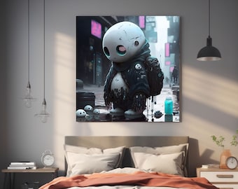 Cyberpunk Android Kodama - Digital Artwork - Futuristic Illustration - Tree Spirit - AI Art  - Instant Download