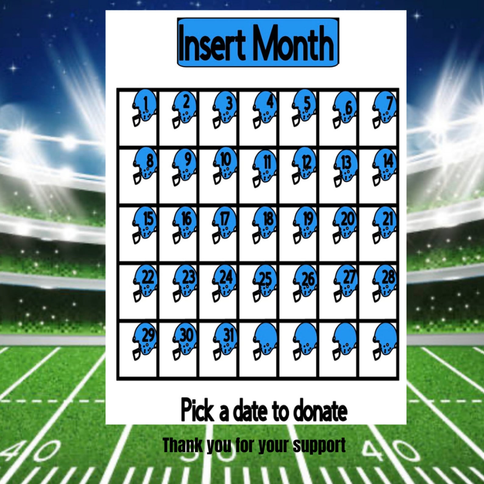 Football Calendar Fundraiser Football Fundraiser Template Etsy