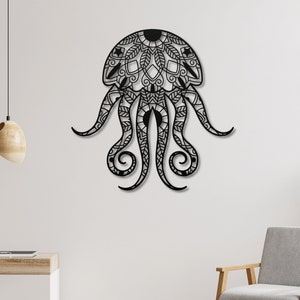 Mandala Metal Wall Art, Mandala Jellyfish, Mandala Wall Art, Mandala Wall Hanging, Mandala Art, Housewarming Gift, Above Bed Decor, Wall Art