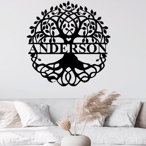 Tree of Life Metal Wall Art, Custom Family Name Monogram, Metal Tree of Life Monogram, Metal Name Sign, Last Name Sign, Outdoor, Indoor
