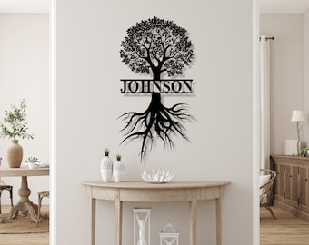 Personalized Tree of Life Metal Family Name Sign