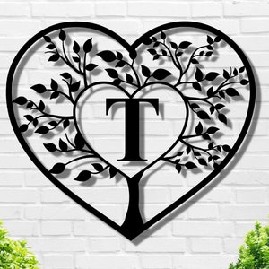 Tree of Life with Personalized Family Name Monogram, Custom Family Name Steel Monogram, Tree Monogram Metal Name Sign,  Metal Monogram