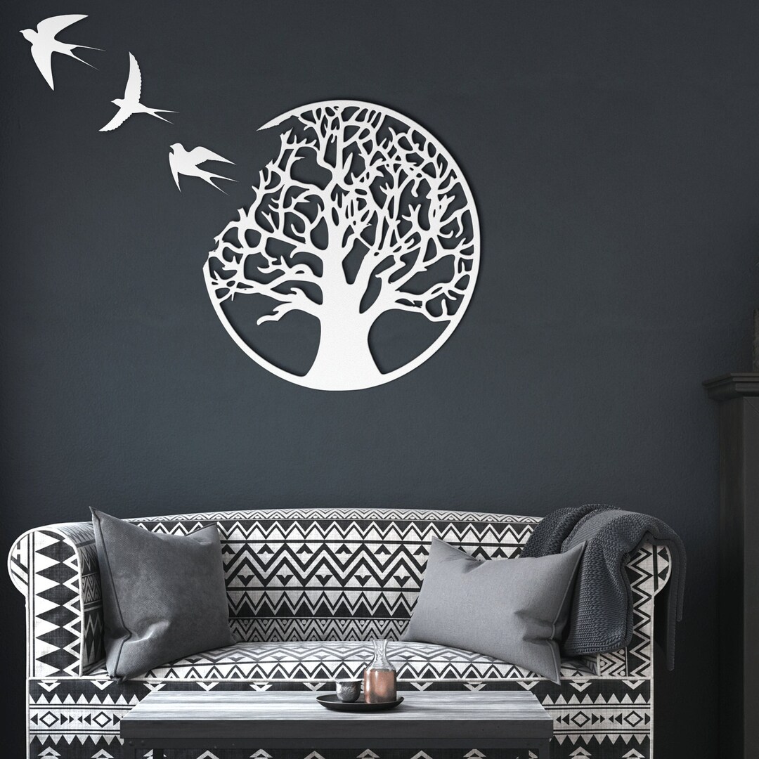 Metal Tree of Life Wall Art With Flying Birds, Housewarming Gift - Etsy