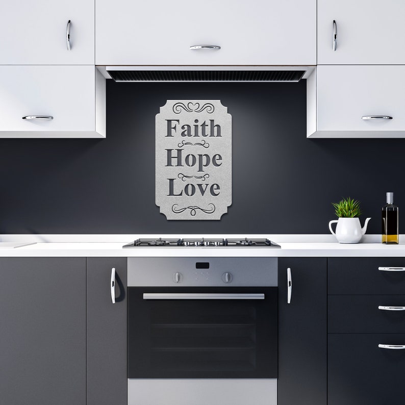 Faith Hope Love Wall Decor, Metal Wall Art, Bible Verse Wall Art ...