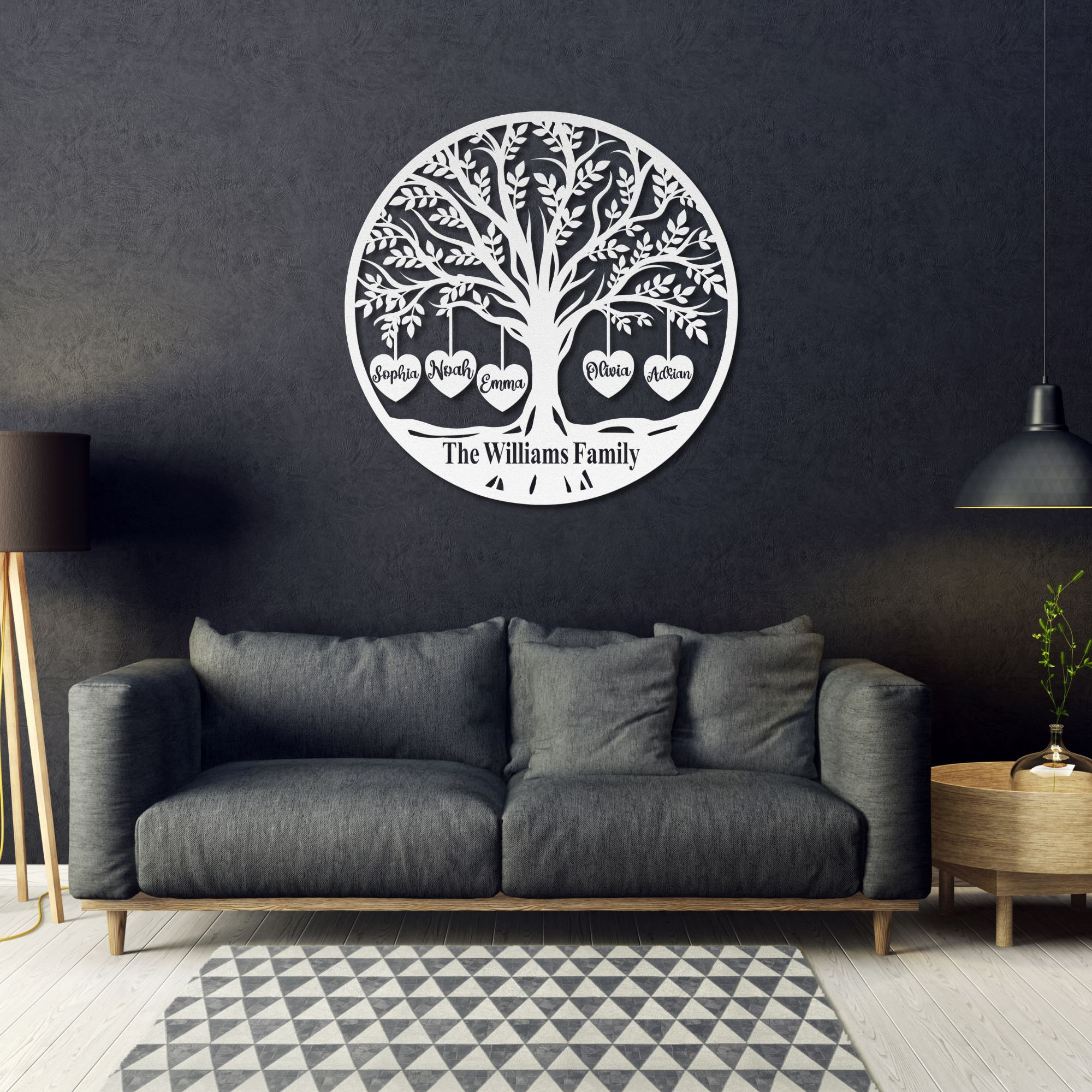 Personalized Family Tree Metal Sign: Custom Last Name Wall Art - Etsy