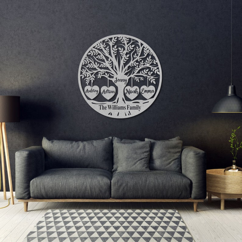 Personalized Family Tree Metal Sign: Custom Last Name Wall Art - Etsy