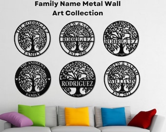 Tree of Life Personalized Family Name Metal Wall Art Collection, Custom Family Name Monogram, Wedding Gift, Housewarming Gift, Closing Gift