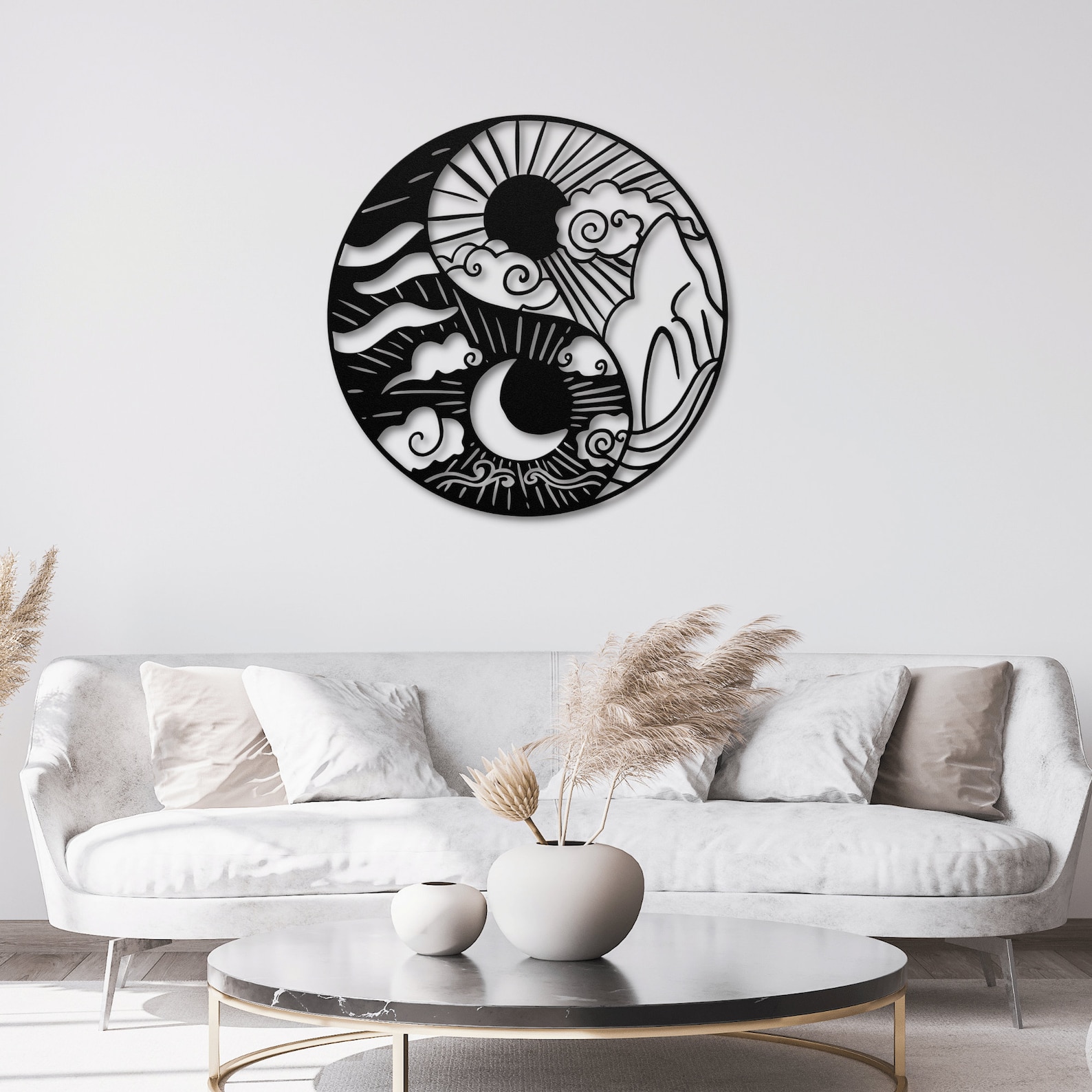 Yin Yang Wall Art Yin Yang Wall Decor Sun Moon Metal Wall Etsy