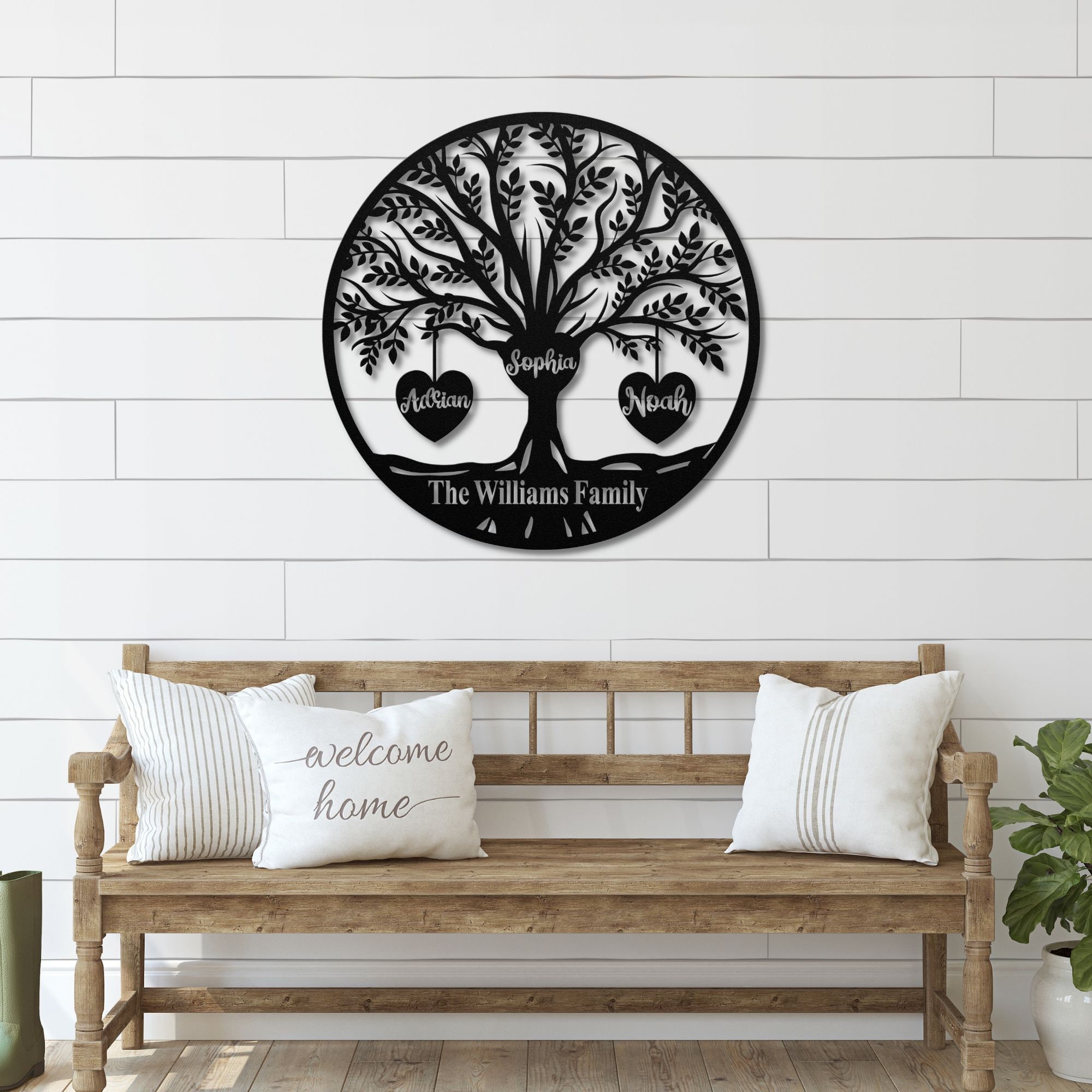 Personalized Family Tree Metal Sign: Custom Last Name Wall Art - Etsy