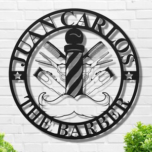 Barber Shop Sign, Personalized Barber Sign, Custom Barber Shop Sign, Metal Wall Art, Barber Shop Decor, Custom Business Sign