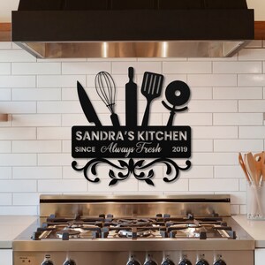 Personalized Kitchen Metal Sign, Custom Gift For Mom, Mother&#39;S Day Gift, Kitchen Gifts, Mom&#39;s Kitchen, Nana Mothers Day Gift