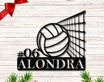 Personalized Volleyball Player Metal Sign: Custom Name Wall Decor