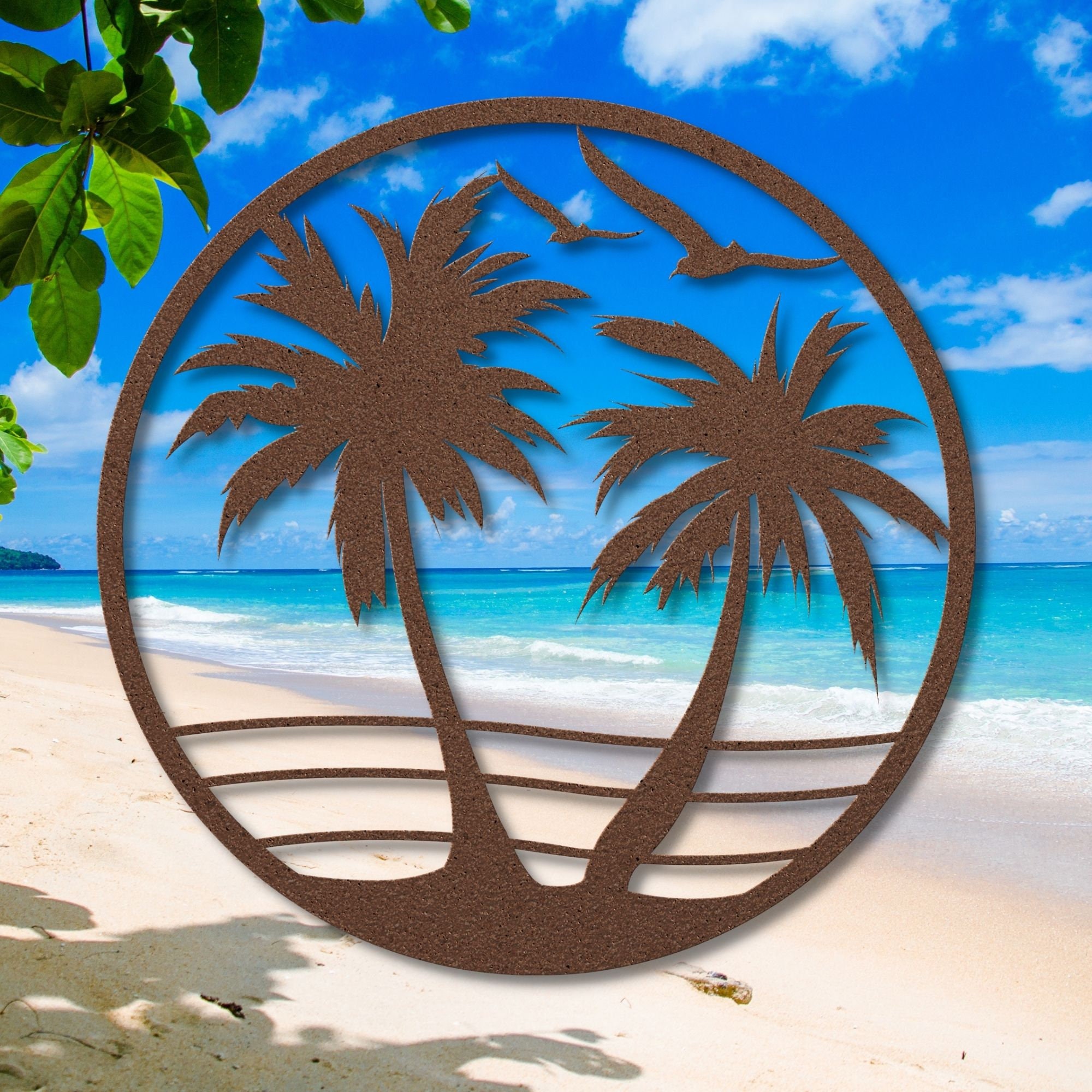 Metal Palm Tree Wall Art Decor - Silver, 35x24 Inches, Beach Tropical Wall Hanging For Living Room, Bedroom