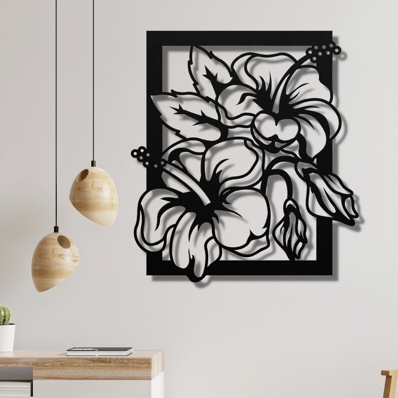 Hibiscus Flower Metal Wall Art Hibiscus Flower Home Decor Etsy