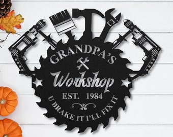 Personalized Workshop Metal Sign, Custom Garage Decor