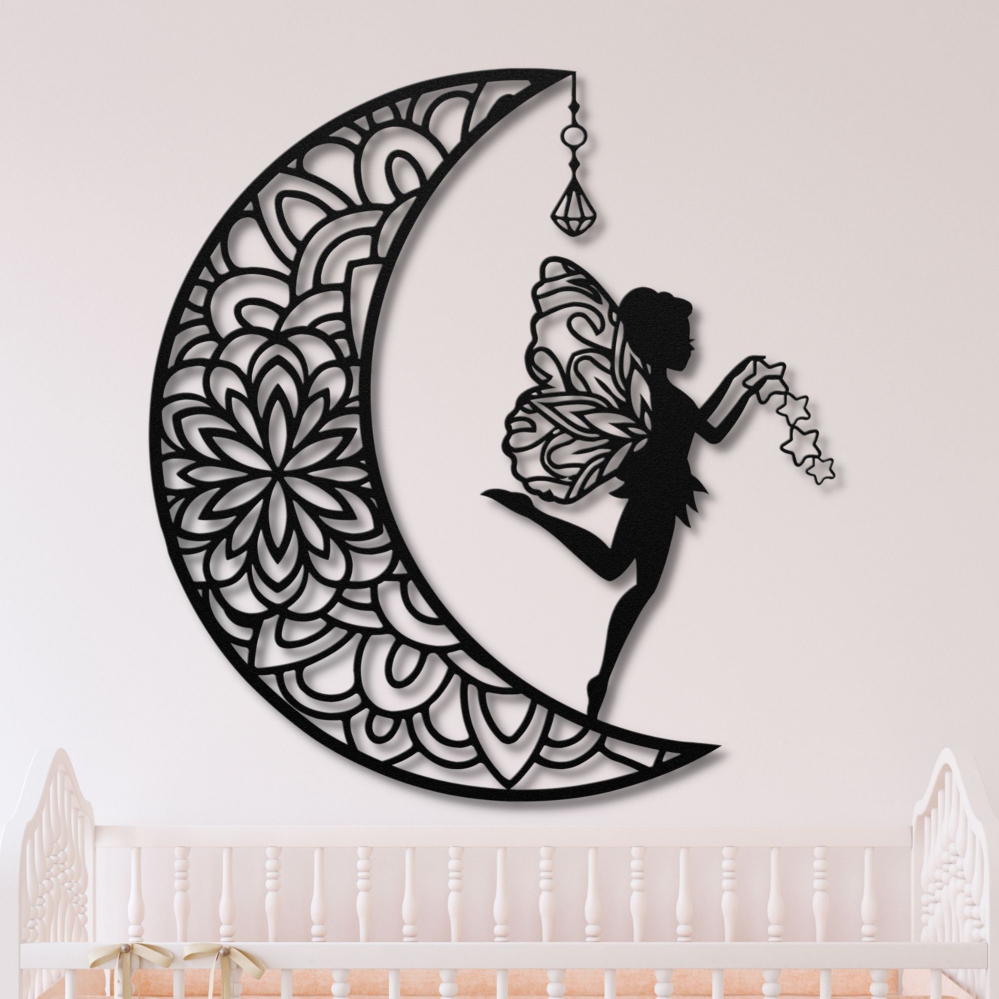Fairy Moon Metal Wall Art - Custom Fairy Decor, Fairy Door Sign, Kids –  Liliana and Liam