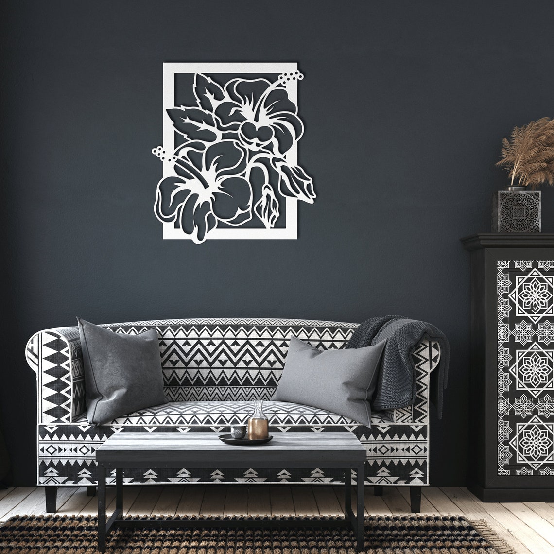 Hibiscus Flower Metal Wall Art Hibiscus Flower Home Decor Etsy