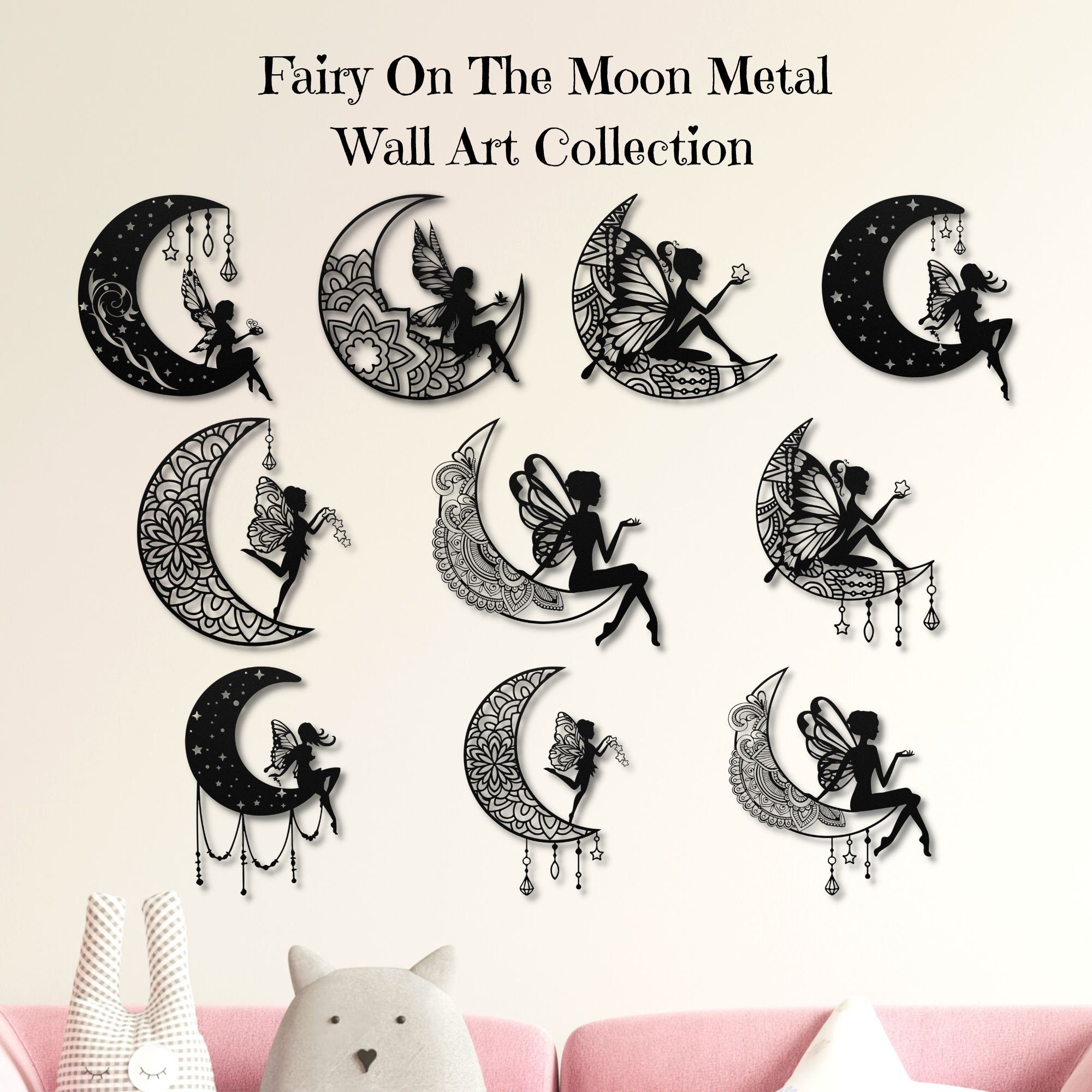 Fairy on the Moon Metal Wall Art: Whimsical Home Decor - Etsy
