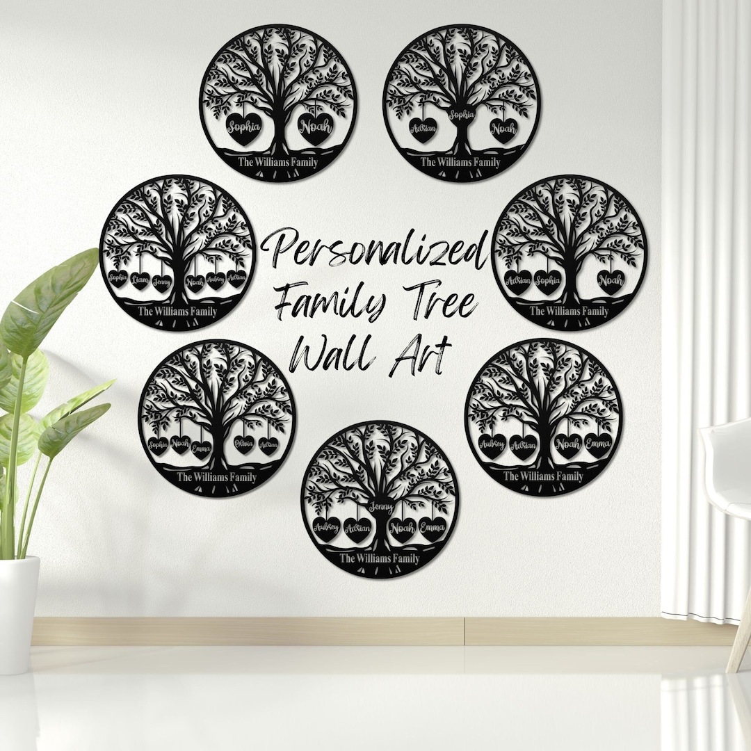 Personalized Family Tree Metal Sign: Custom Last Name Wall Art - Etsy