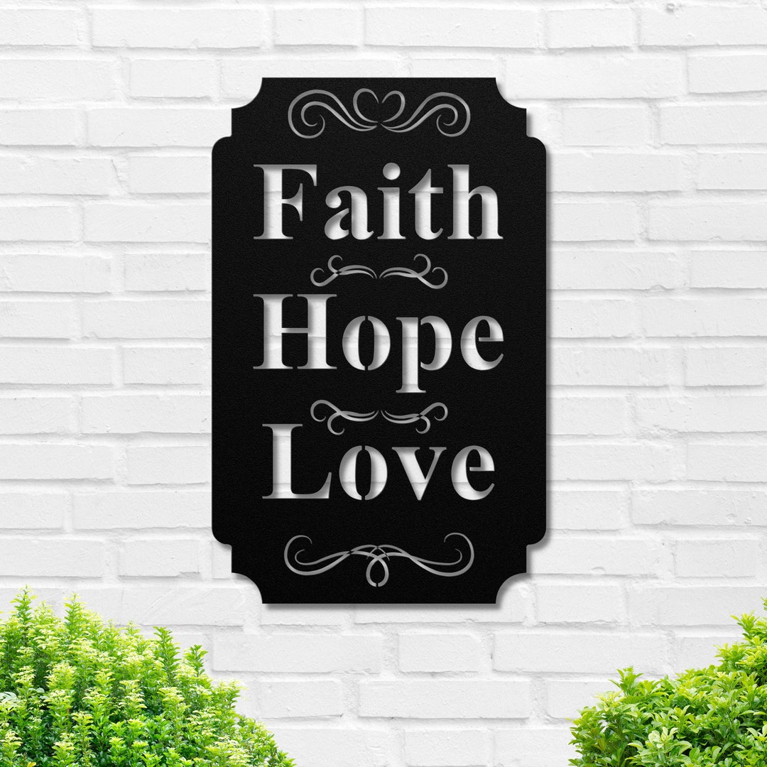 Faith Hope Love Wall Decor, Metal Wall Art, Bible Verse Wall Art ...
