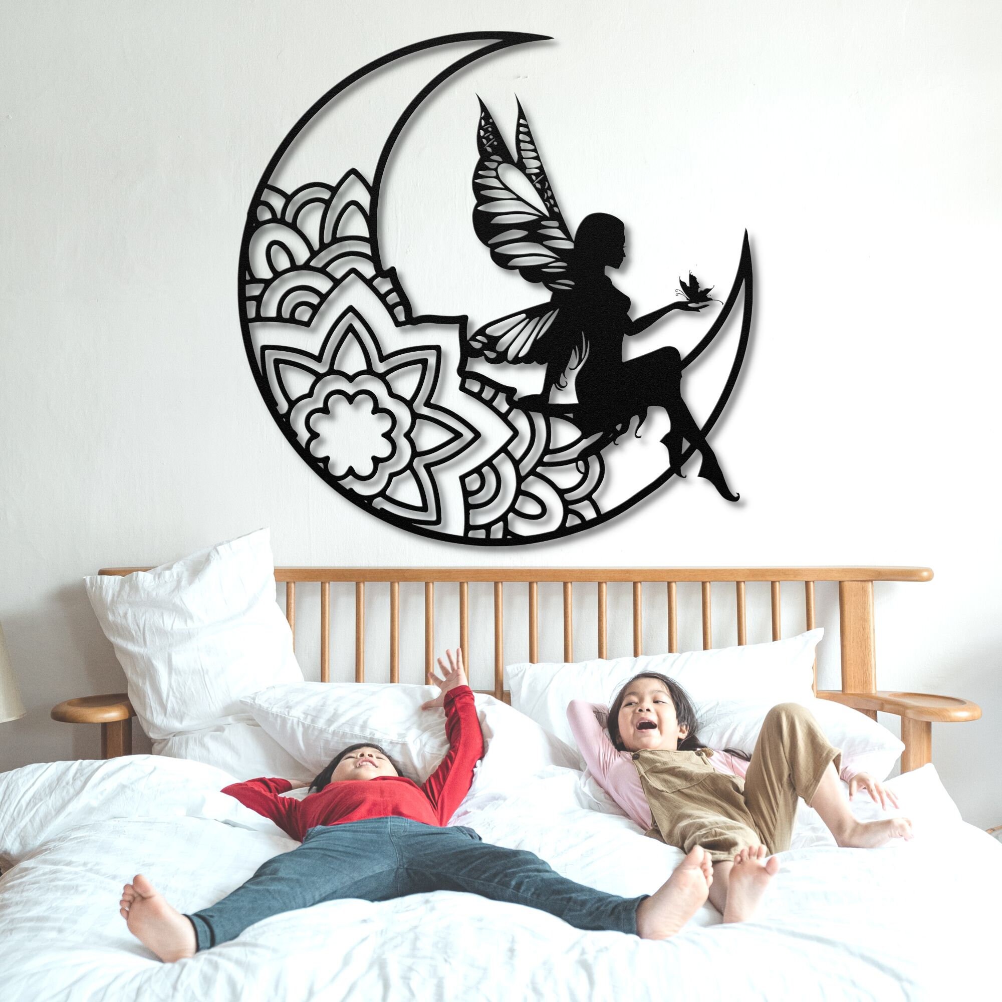 Fairy on the Moon Metal Wall Art: Whimsical Home Decor - Etsy