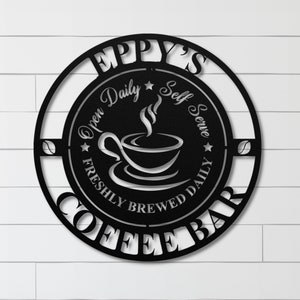 Personalized Coffee Bar Sign for Kitchen Coffee Decor, Custom Coffee Sign, Coffee Lover Gift, Home Coffee Bar Sign, Coffee Station Sign