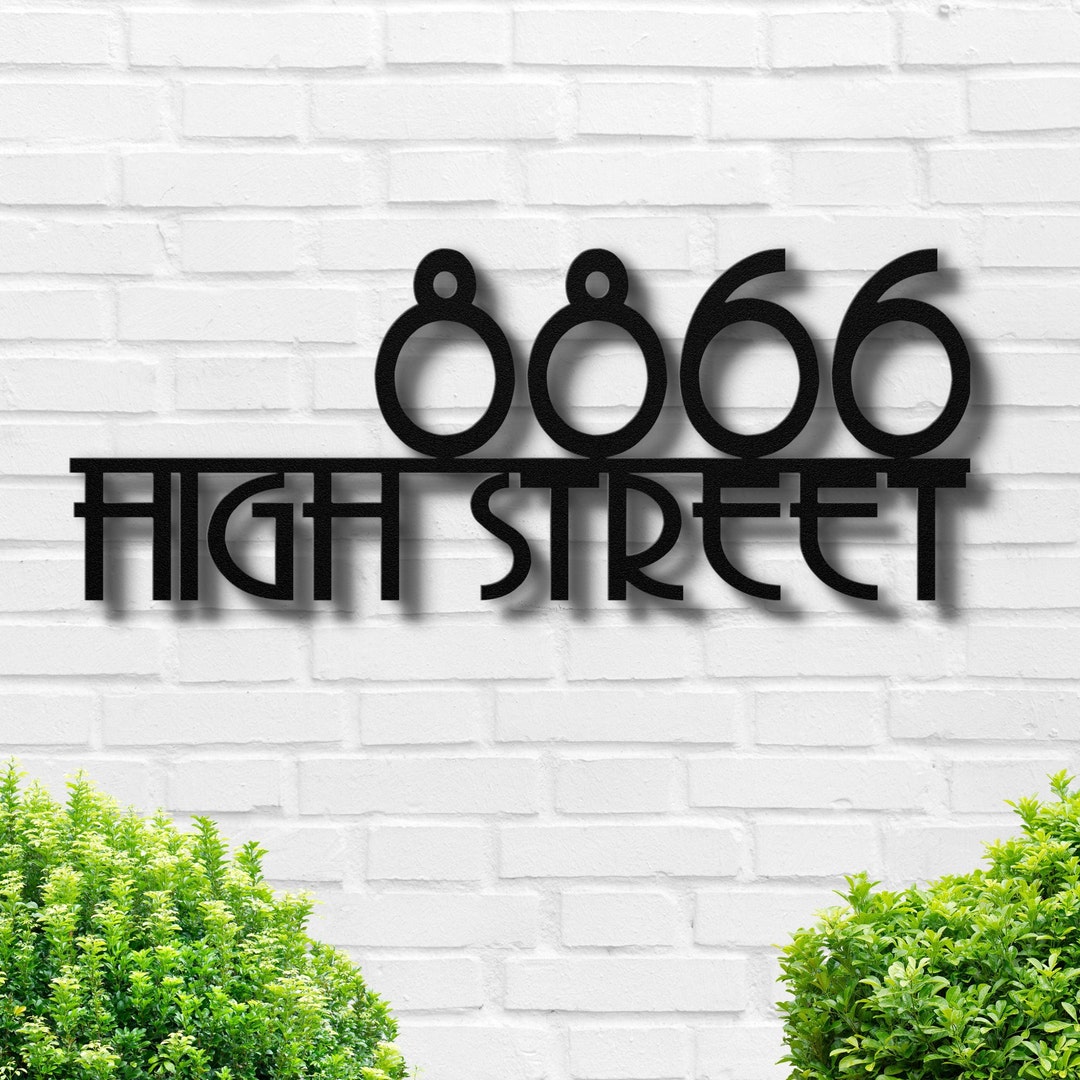 Mid Century Address Sign, Metal House Number Sign, Address Metal Wall