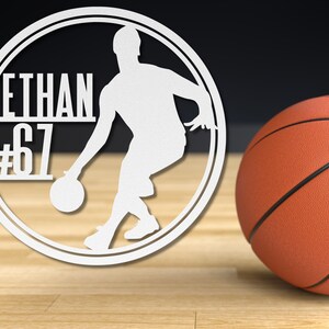 Basketball Name Sign | Metal Name Sign | Basketball Gifts | Round Sign | Nursery Decor | Kids Room Wall Art | Basketball Metal Sign