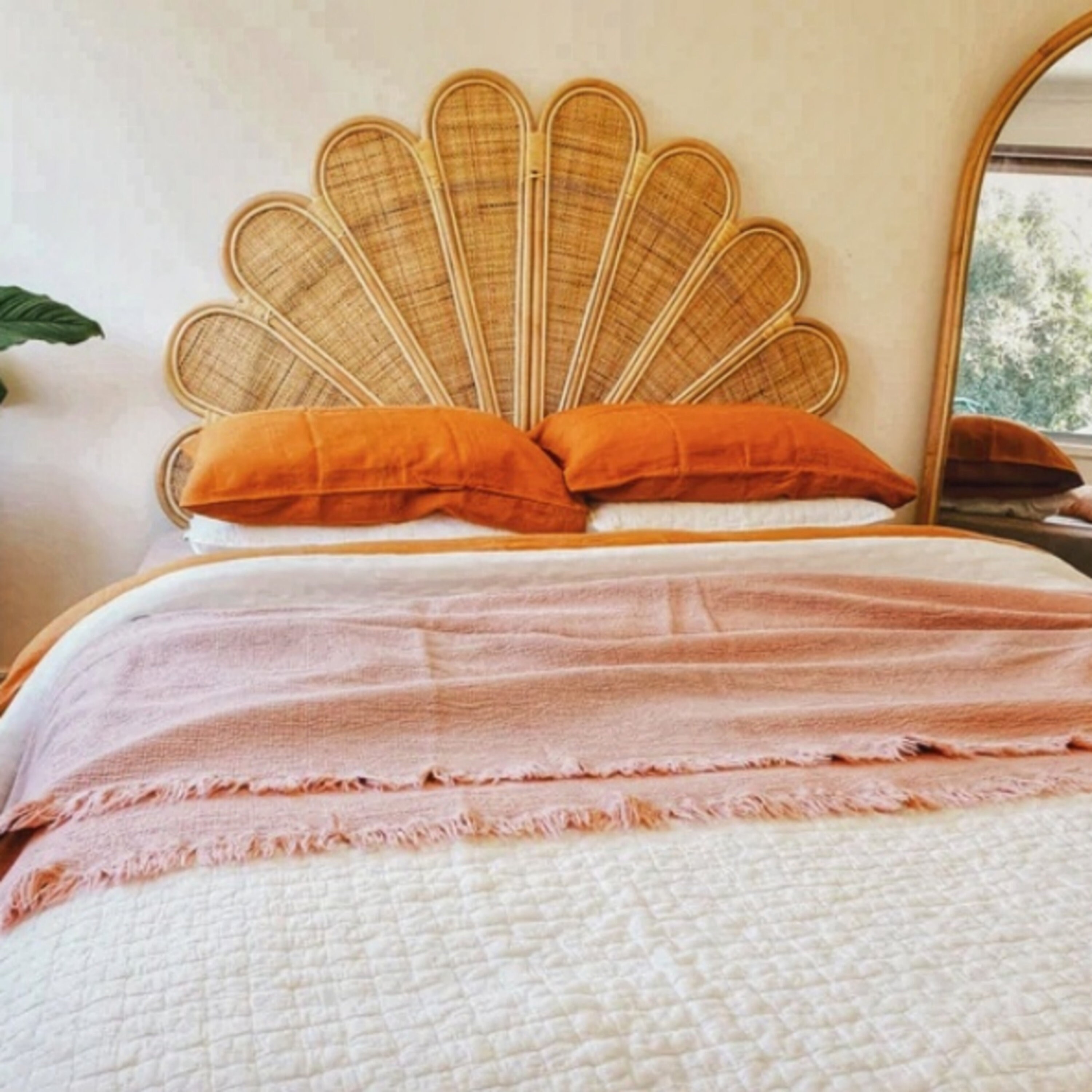 Handcrafted Rattan Headboardfloral Peacock Design Wicker Etsy