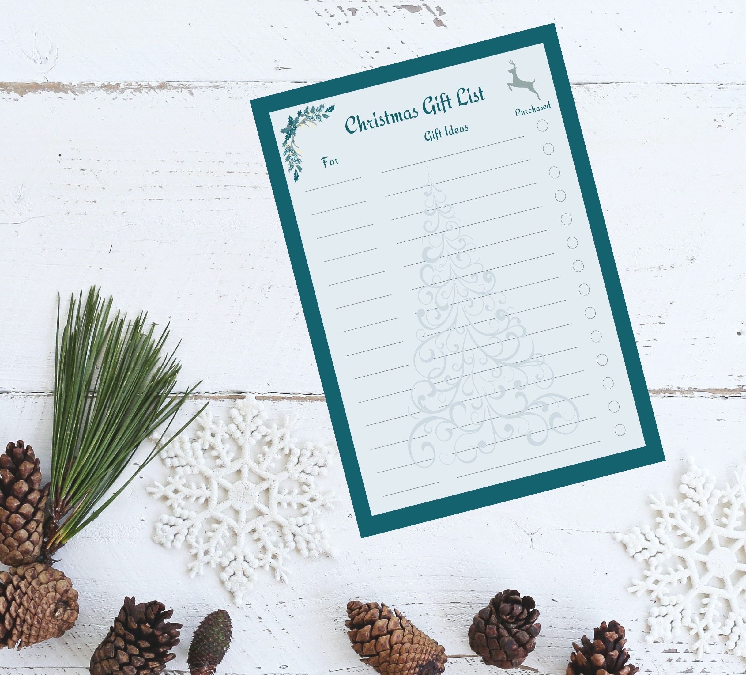 Printable Christmas Gift List Planner - Teal & Silver - Etsy