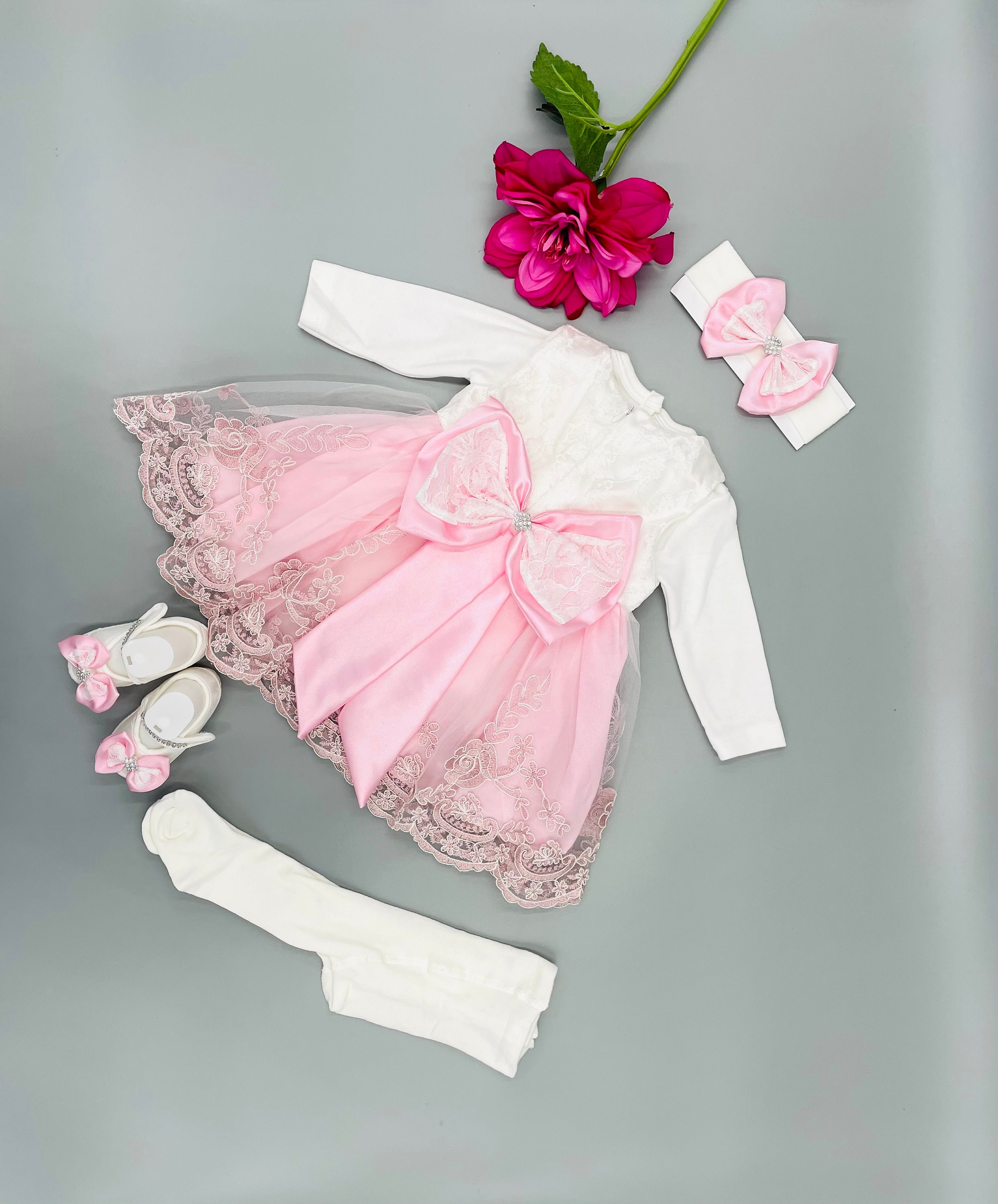 open lace back dress Girl's Organic Baby Princess Dress Pink / XL