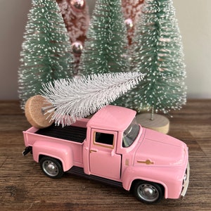 Pink Christmas Decor -5”- Pink Truck - Christmas Decor - Pink Christmas - Vintage Christmas - Pink Christmas Home Decor - Truck - Tree