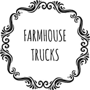 a decorative border with the text "FARMHOUSE TRUCKS" written in a stylized font.