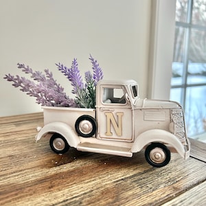 Décoration lavande - Décoration intérieure - Camion de ferme en métal blanc orné de fleurs - Idée cadeau image 12