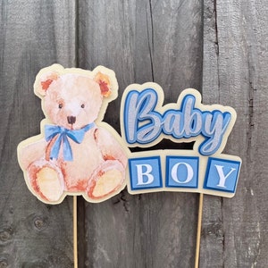 Baby Shower Cake Topper, Baby Boy, Revelación de género, Topper de pastel personalizado, Hecho por encargo, Topper de cartulina,