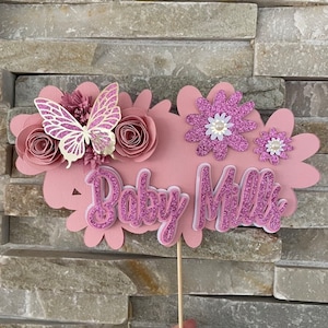 Baby Shower Cake Topper, Baby Girl, Revelación de género, Topper de pastel personalizado, Hecho por encargo, Topper de cartulina,