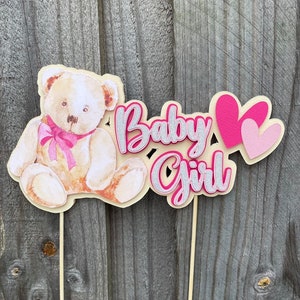 Décoration de gâteau pour baby shower, petite fille, sexe révélateur, de gâteau personnalisé, sur commande, papier cartonné,