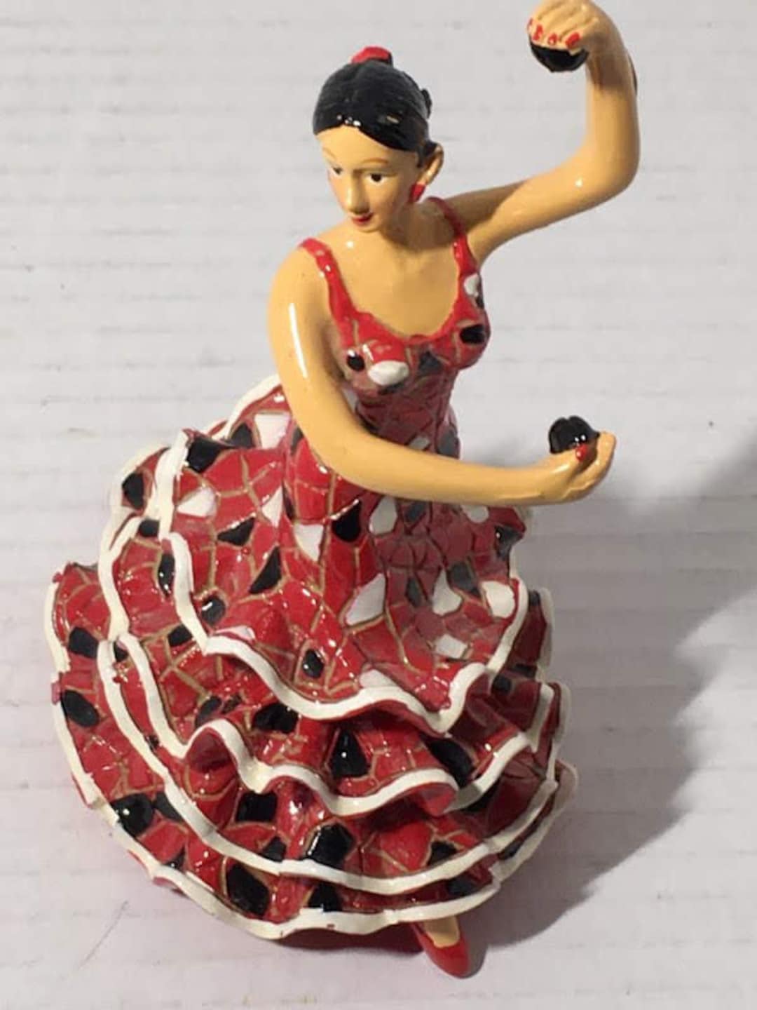 Red Flamenco Dancer Mosaic Pattern Dress Figurine Figure Etsy