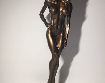 Modelo de fitness femenino Niels Andersen Escultura Física Acabado Bronce Premio Trofeo Bikini