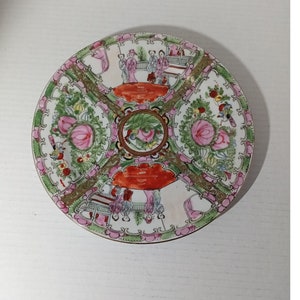 Japanese Family Porcelain Plate Dish Rose Medallion Vintage Japan