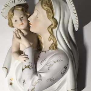 Madonna and Child Jesus Wall Art Bust Lefton China Hand Painted KW6418