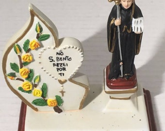 No S Bento Rezei Por Ti Ora Et Labora San Benito Ora Por Ti Estatua De Cerámica