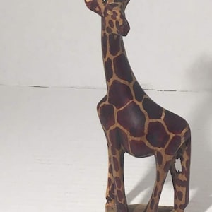 Wood Giraffe Handmade Hand Carved Wooden Art Figure