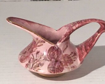 Jarra Capri Rosa Pintada a Mano, Mini Jarra Holandesa para Leche, Edición Limitada Numerada, Dorada en Oro Rosa